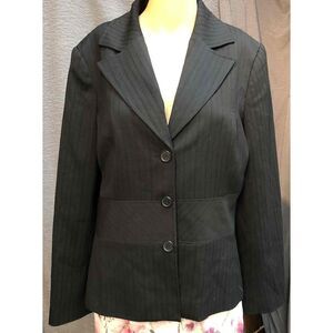 Optimum Nostalgic Black Pinstripe Blazer Front Button Long Sleeve